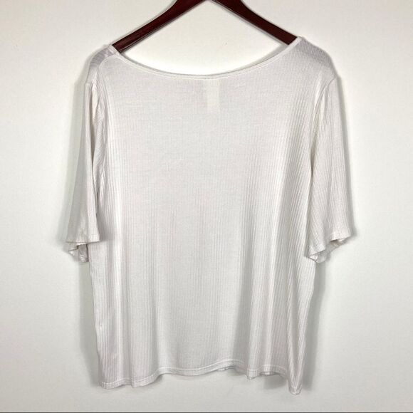 H&M Women's White Ribbed Crop Top w/ Buttons Size XXL - Picture 8 of 10